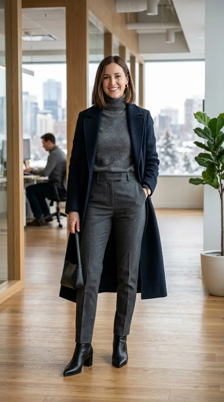 chic winter work outfits 295