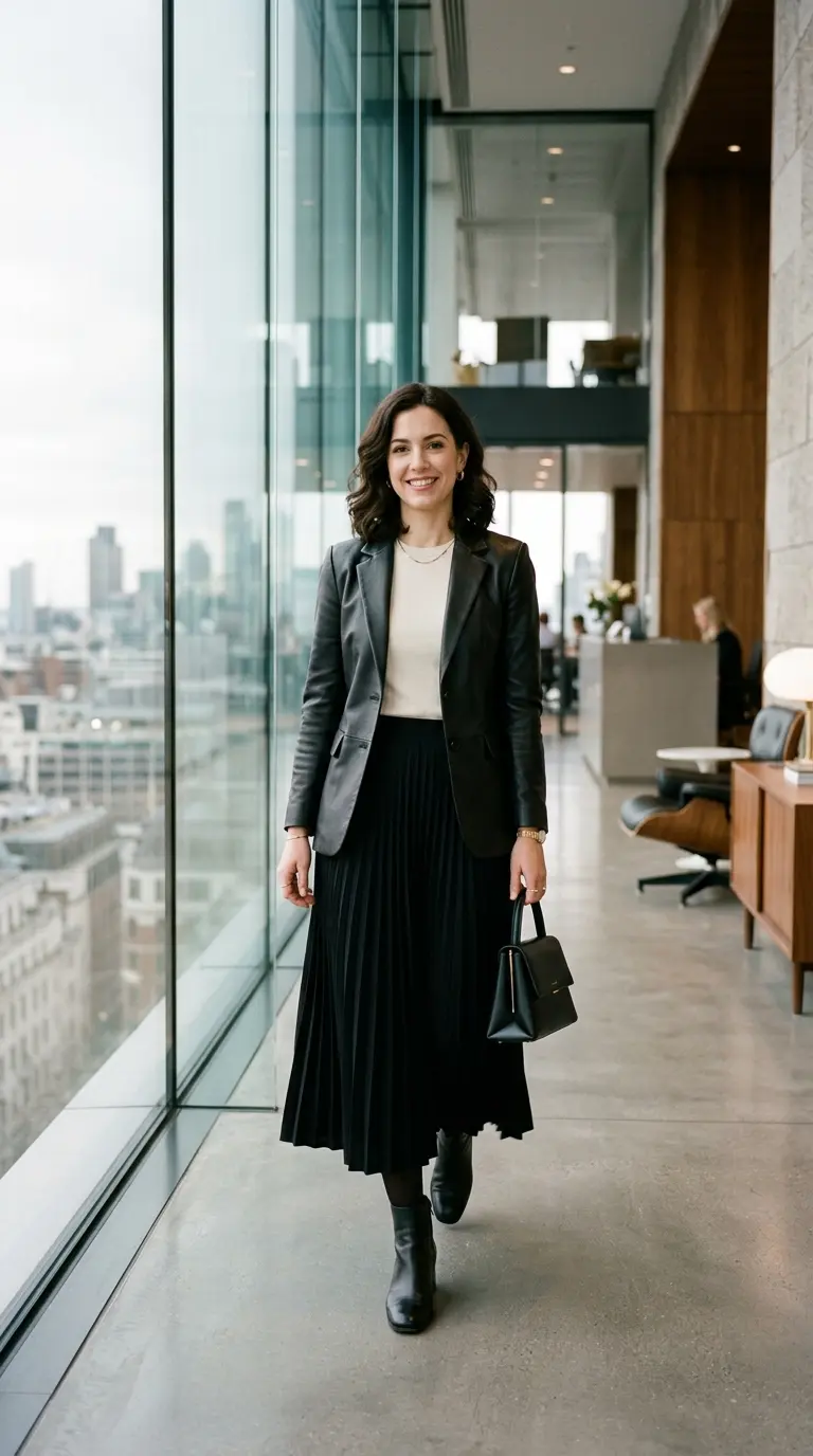 chic winter work outfits 298