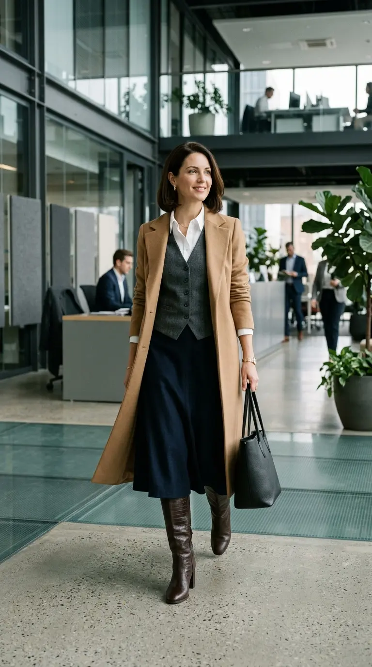 chic winter work outfits 306