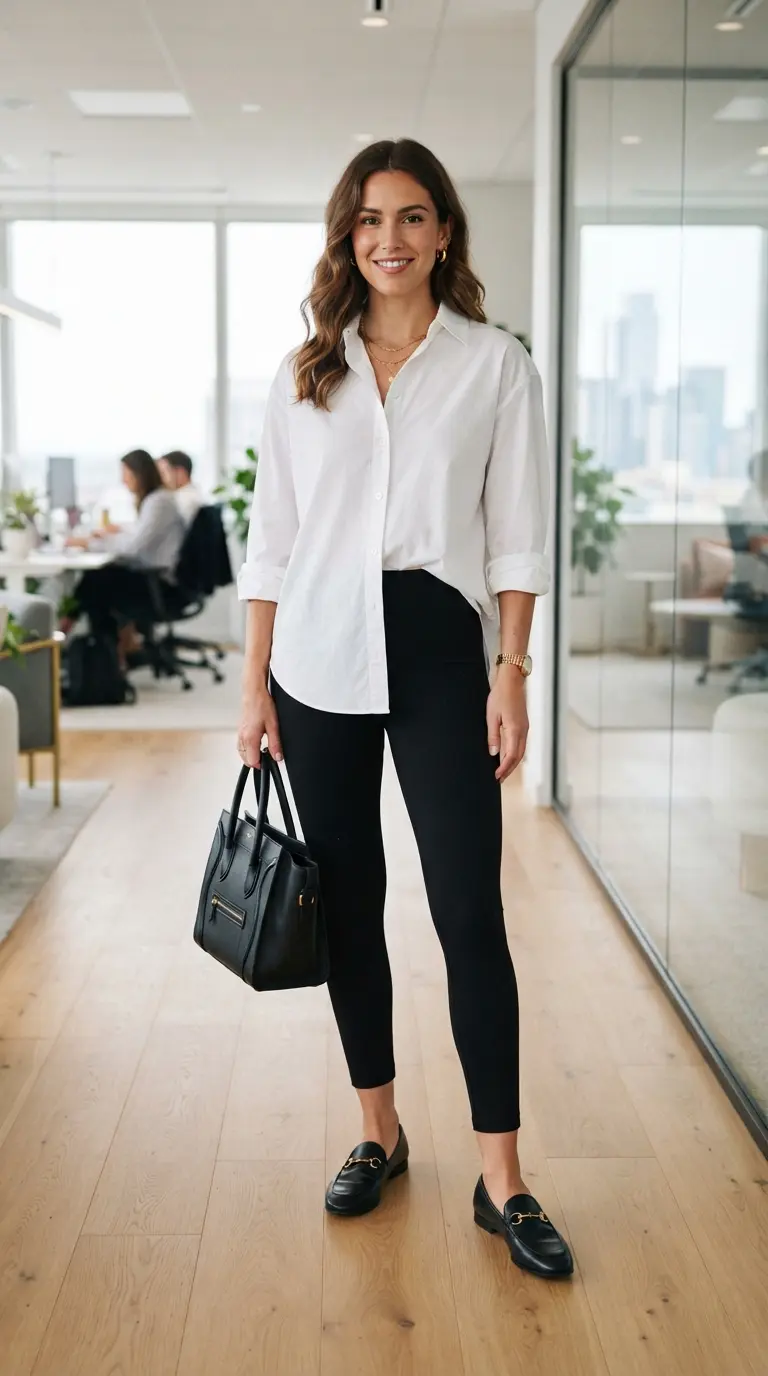 Are Leggings Business Casual? How to Wear Leggings to Work Without Looking Too Casual 3 leggings business casual 516