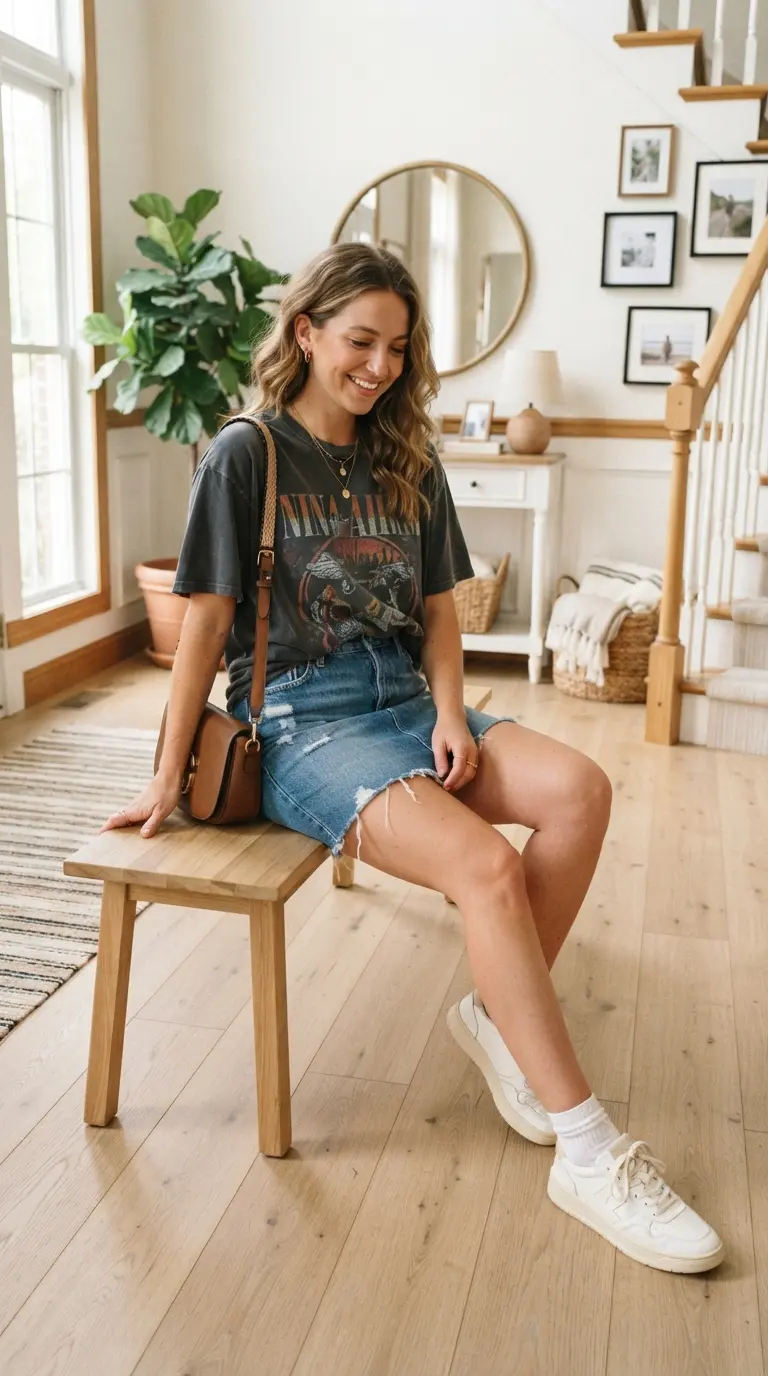 mini denim skirt outfits 732