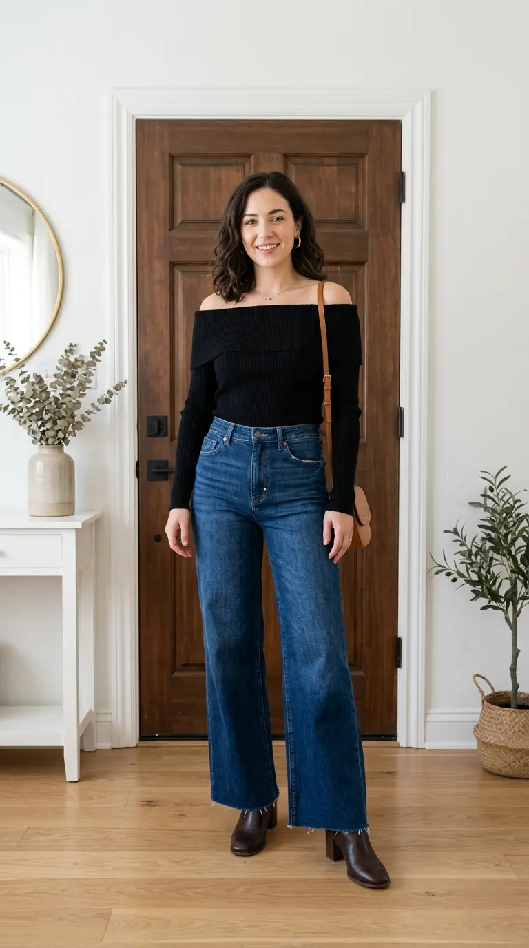 wide leg jeans outfits 542