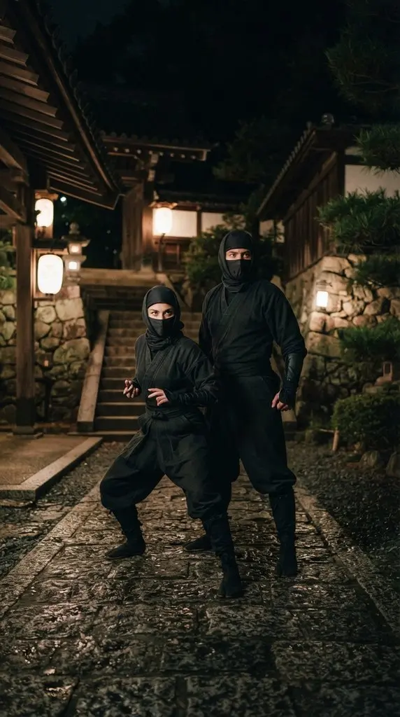 Adult couple posing as ninjas 202609071036