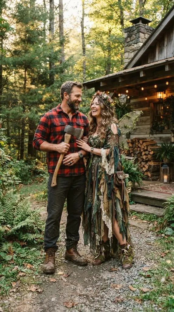 Adult couple standing near cabin 202609071035
