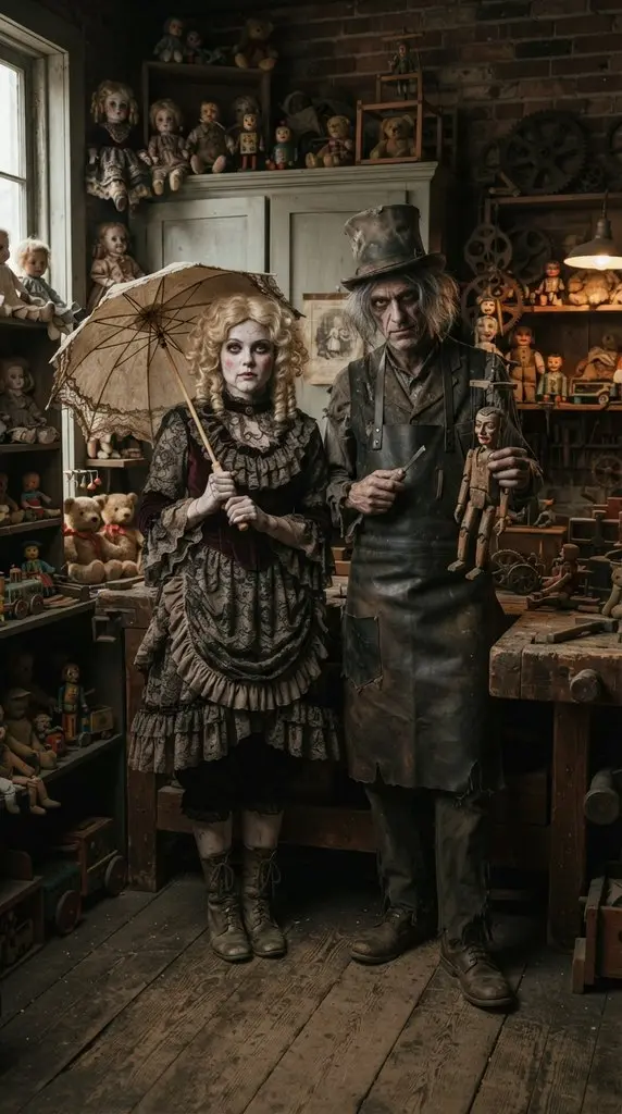 Couple dressed as creepy toys 202609071035