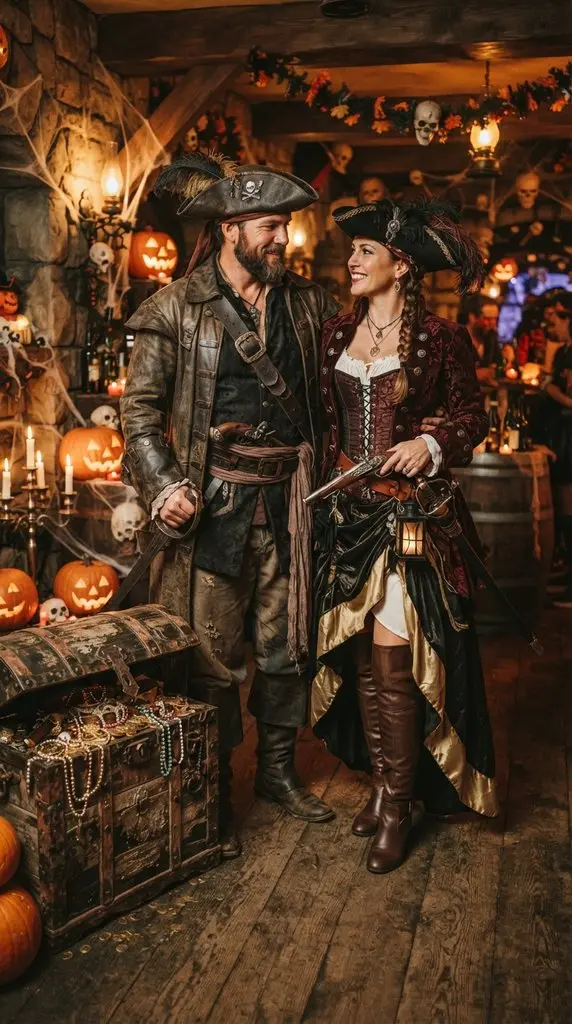 Couple dressed as pirates standing 202609071036