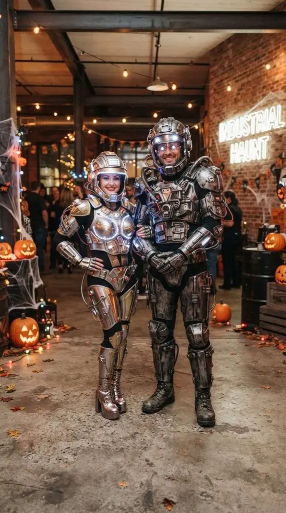 Couple dressed as robots posing 202609071036