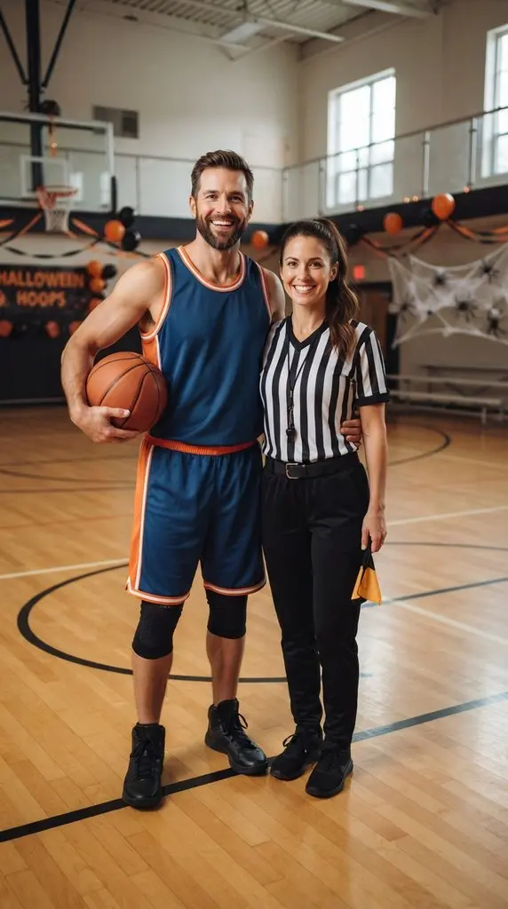 Couple in sporty Halloween costumes 202609071035