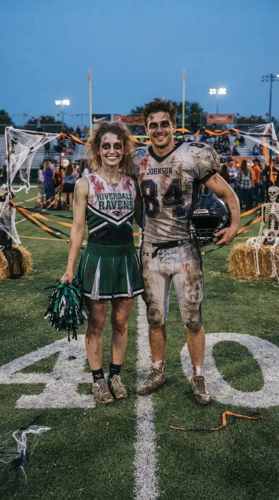 Couple in zombie costumes standing 202609071036