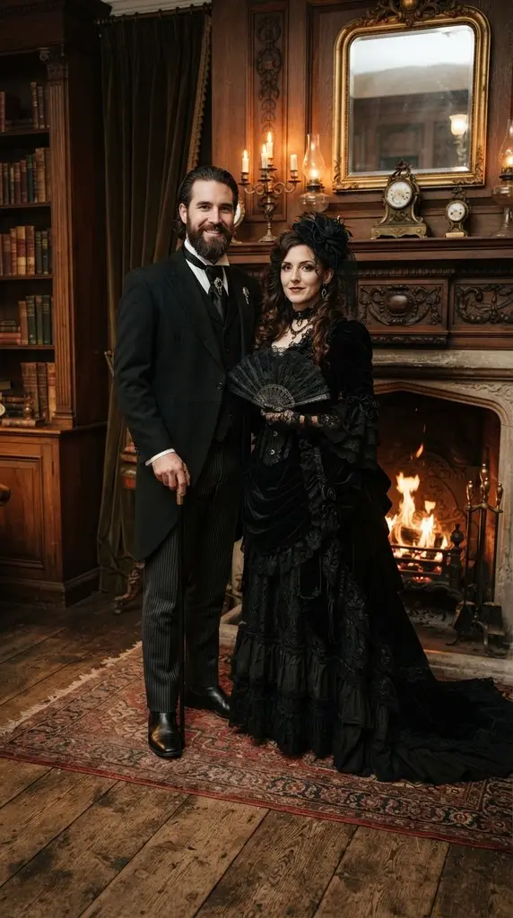 Couple posing beside antique fir… 202609071036