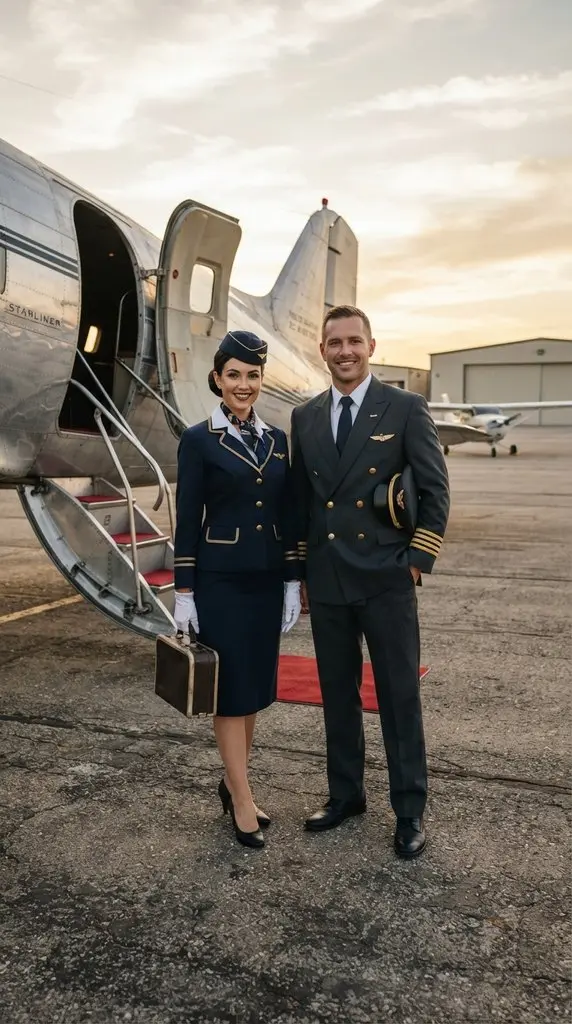 Couple posing beside vintage air… 202609071035