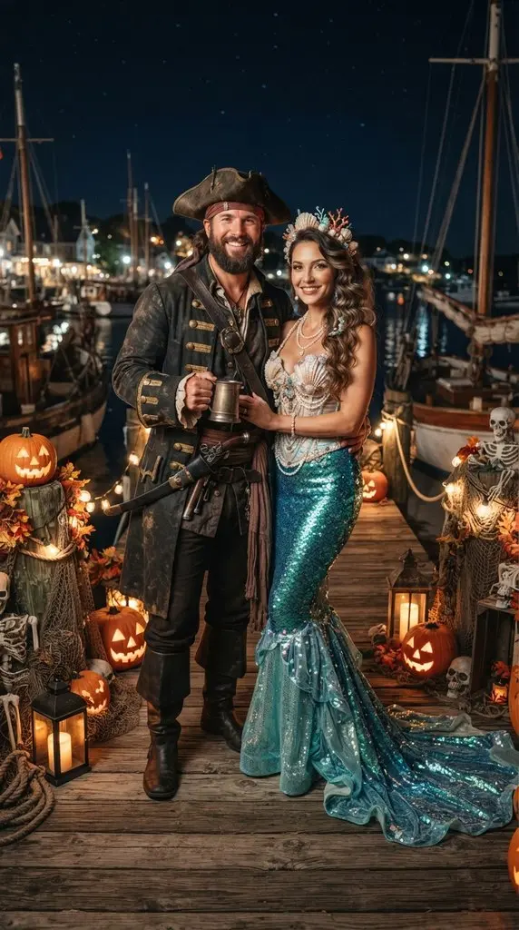Couple posing in Halloween costumes 202609071036