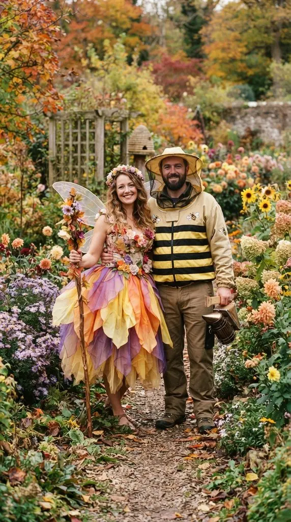 Couple posing in autumn garden 202609071035