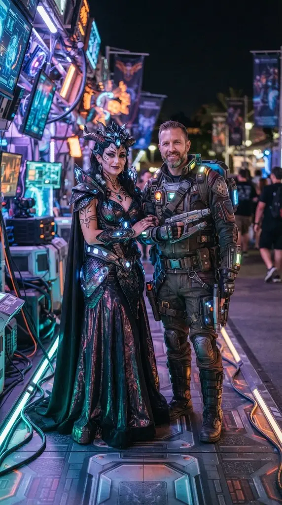 Couple posing in futuristic cost… 202609071036