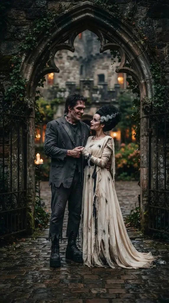 Couple posing in gothic costumes 202609071035