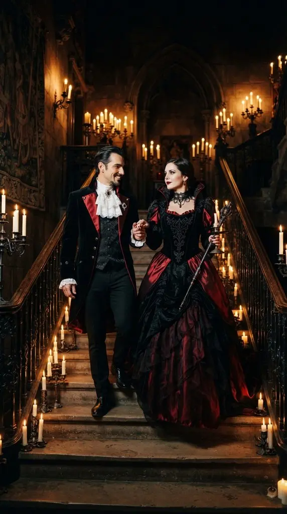 Couple posing on candlelit stair… 202609071035