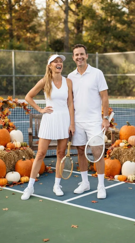 Couple posing on tennis court 202609071036