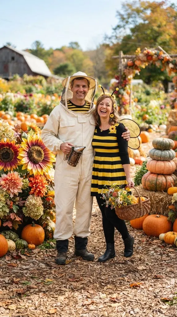 Couple posing with pumpkins and 202609071036