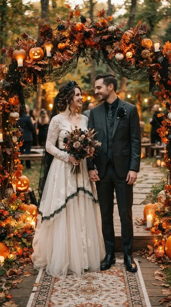 Couple standing beneath wedding … 202609071035