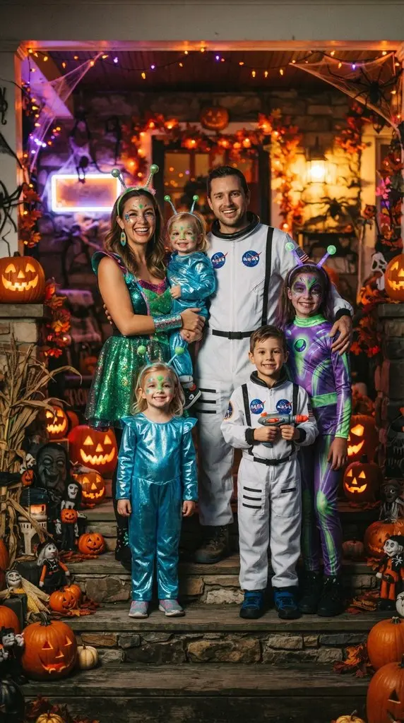 Family dressed as aliens astronauts 202609071059