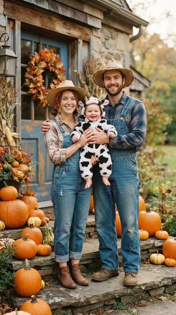 Family dressed as farmers and 202609071258