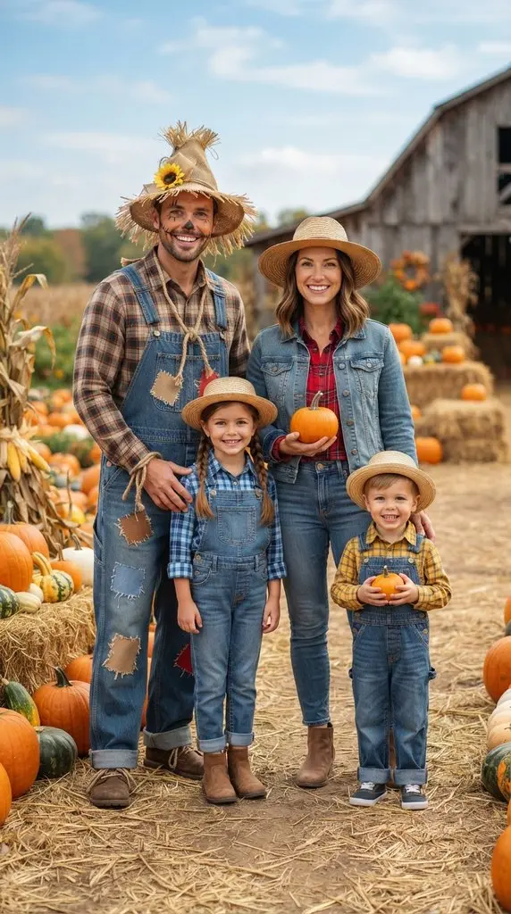 Family dressed as farmers posing 202609071059