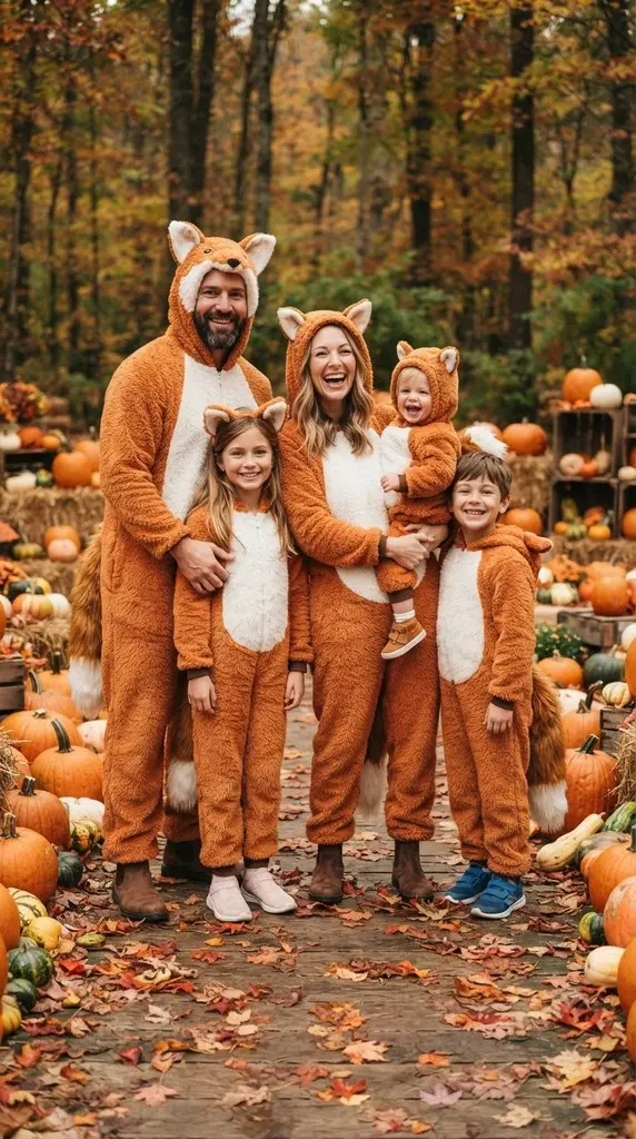 Family dressed as foxes standing 202609071059