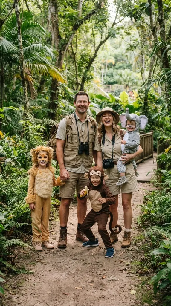 Family dressed as jungle explorers 202609071058