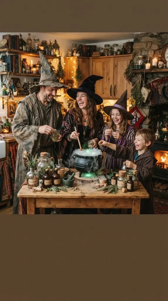 Family dressed as potion makers 202609071057