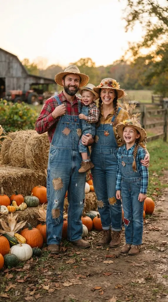Family dressed as scarecrows sta… 202609071058
