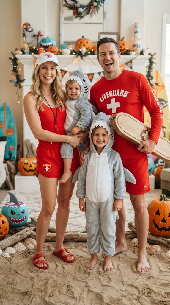 Family dressed as sharks and 202609071258