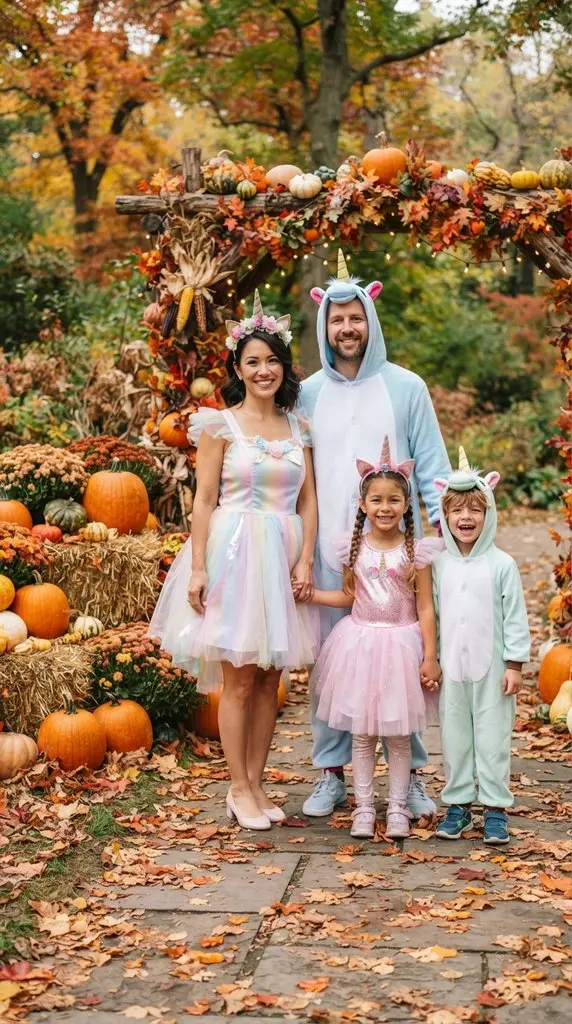 Family dressed as unicorns standing 202609071058