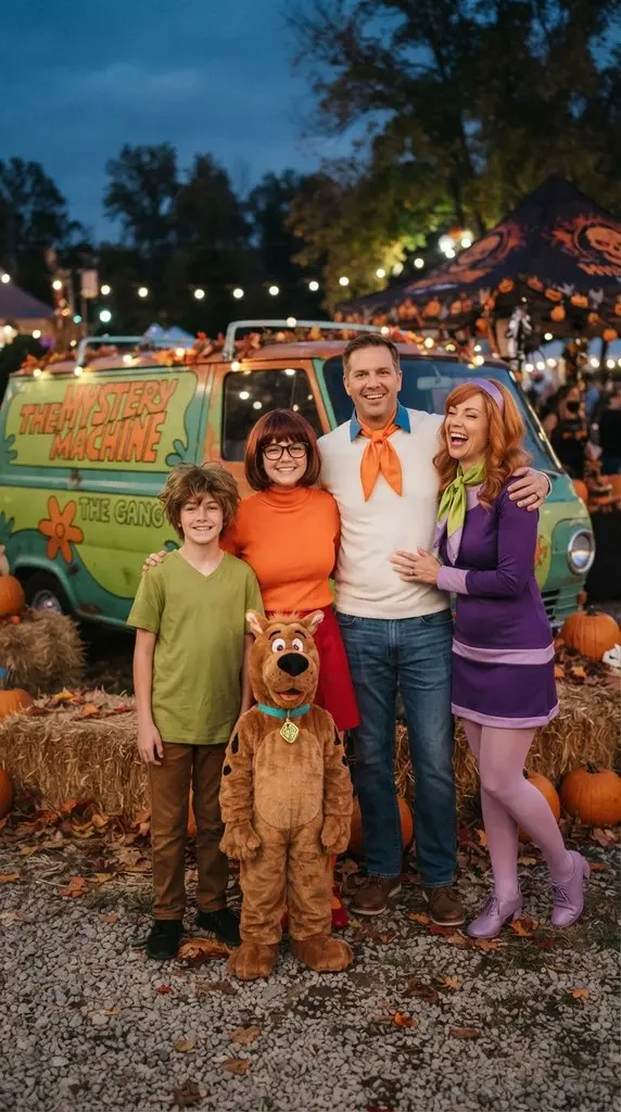 Family dressed in cartoon costumes 202609071258