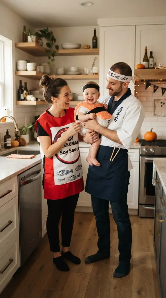 Family dressed in sushi costumes 202609071258