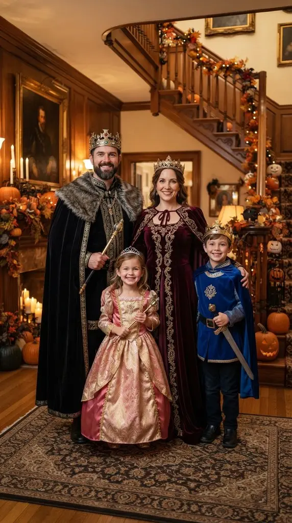 Family in royal Halloween costumes 202609071059