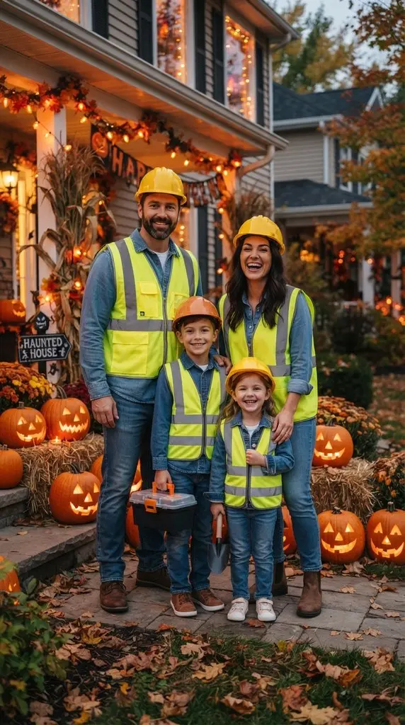 Family posing beside Halloween d… 202609071058