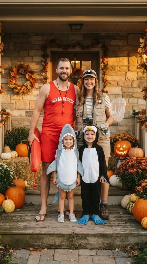 Family posing in Halloween costumes 202609071258