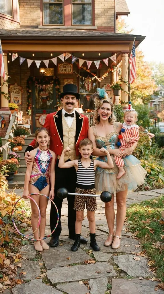 Family posing in circus costumes 202609071059