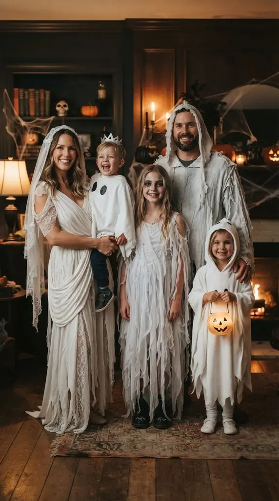 Family posing in ghost costumes 202609071059