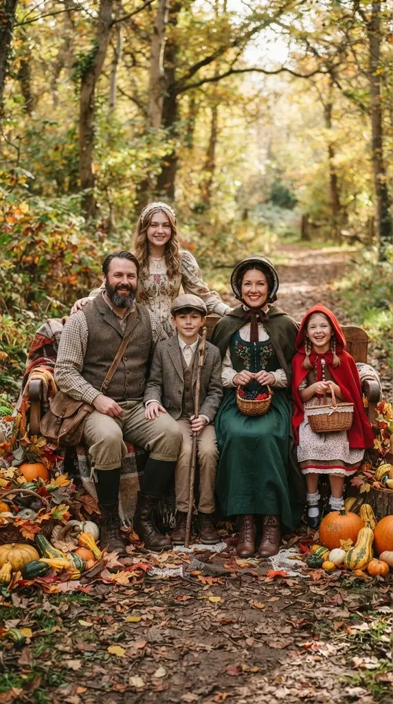 Family posing in storybook costumes 202609071058