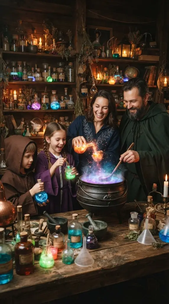Family posing in wizard robes 202609071059