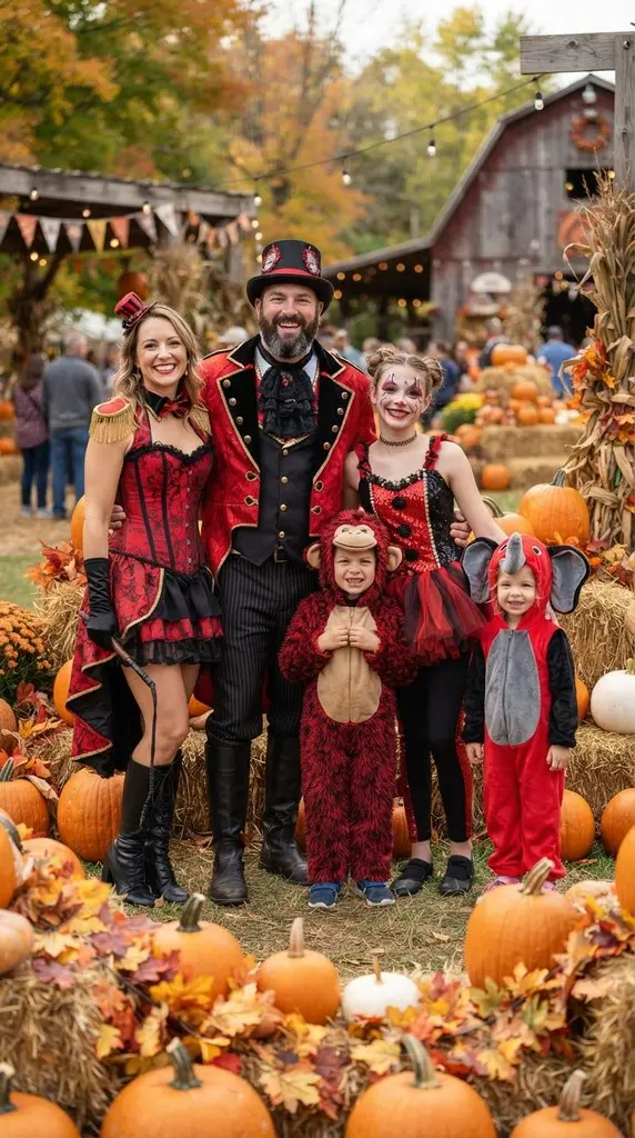 Family wearing circus costumes 202609071059