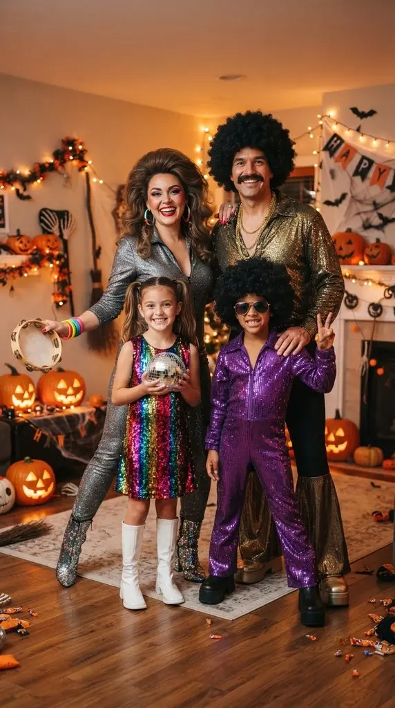 Family wearing disco costumes 202609071057