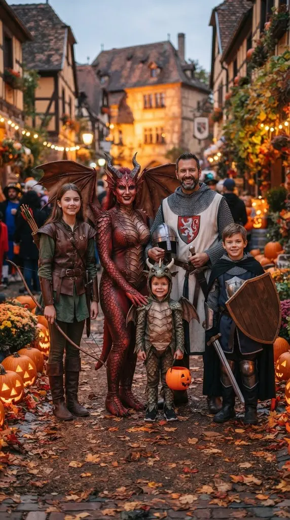Family wearing dragon costumes 202609071059