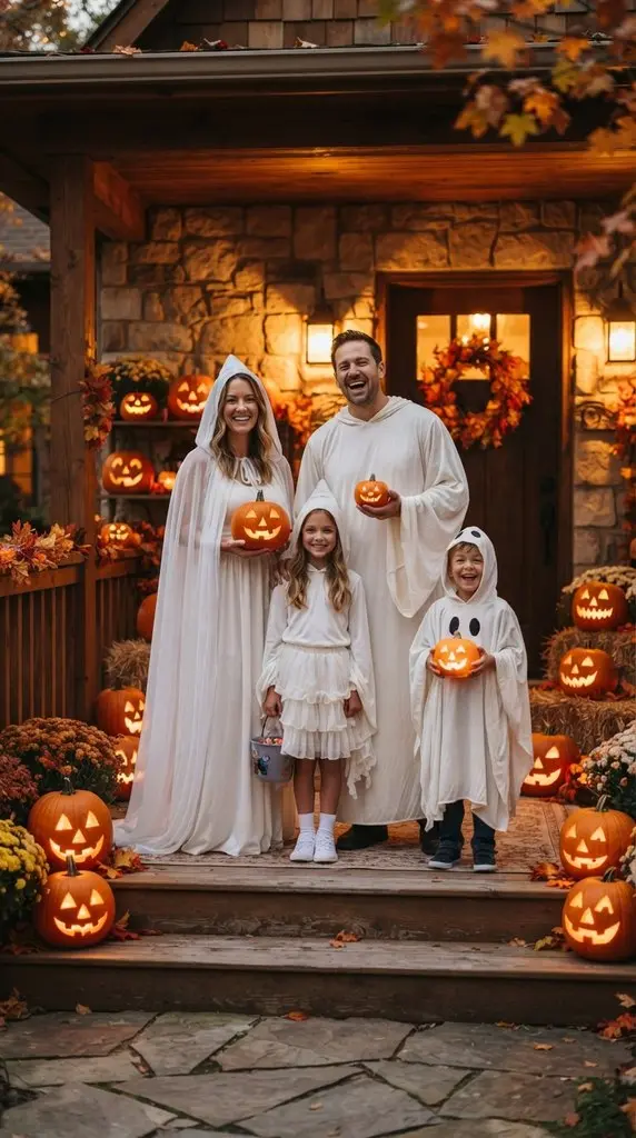Family wearing ghost Halloween c… 202609071059