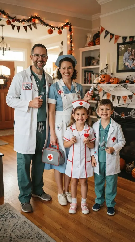 Family wearing medical Halloween… 202609071058