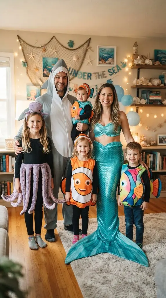 Family wearing ocean costumes 202609071059