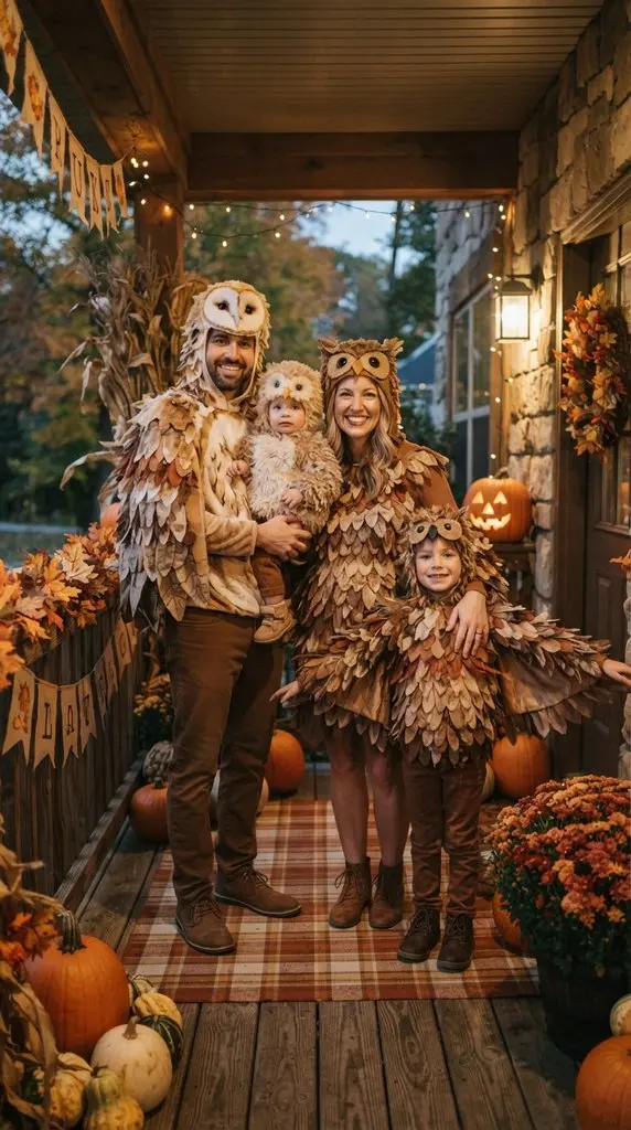 Family wearing owl costumes 202609071059