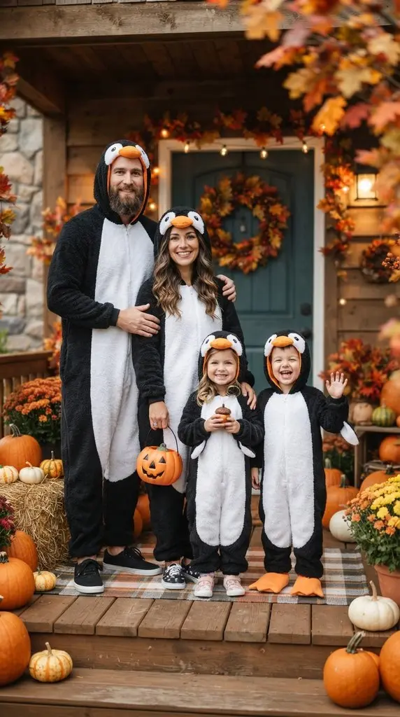 Family wearing penguin costumes 202609071259