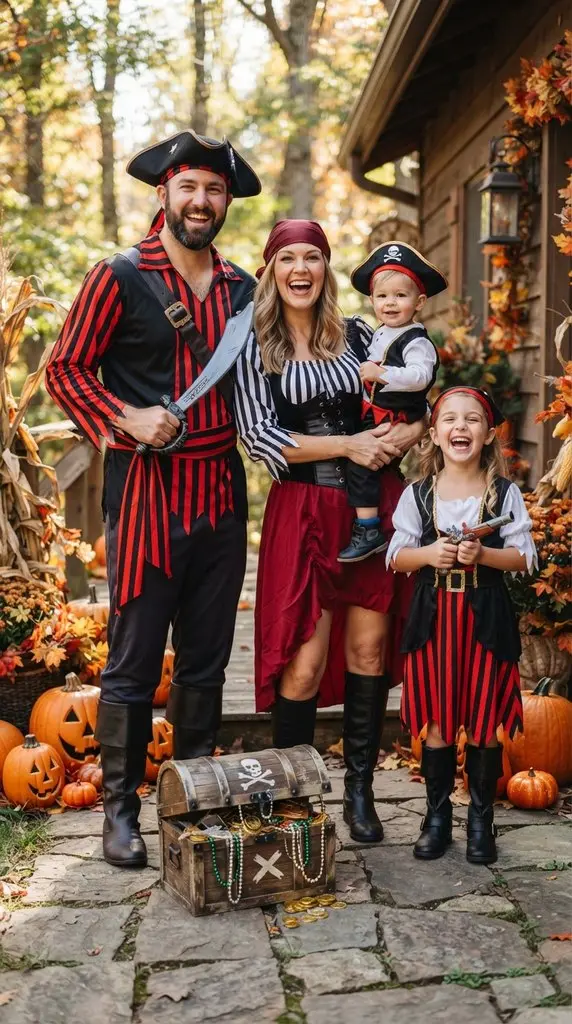Family wearing pirate costumes 202609071059